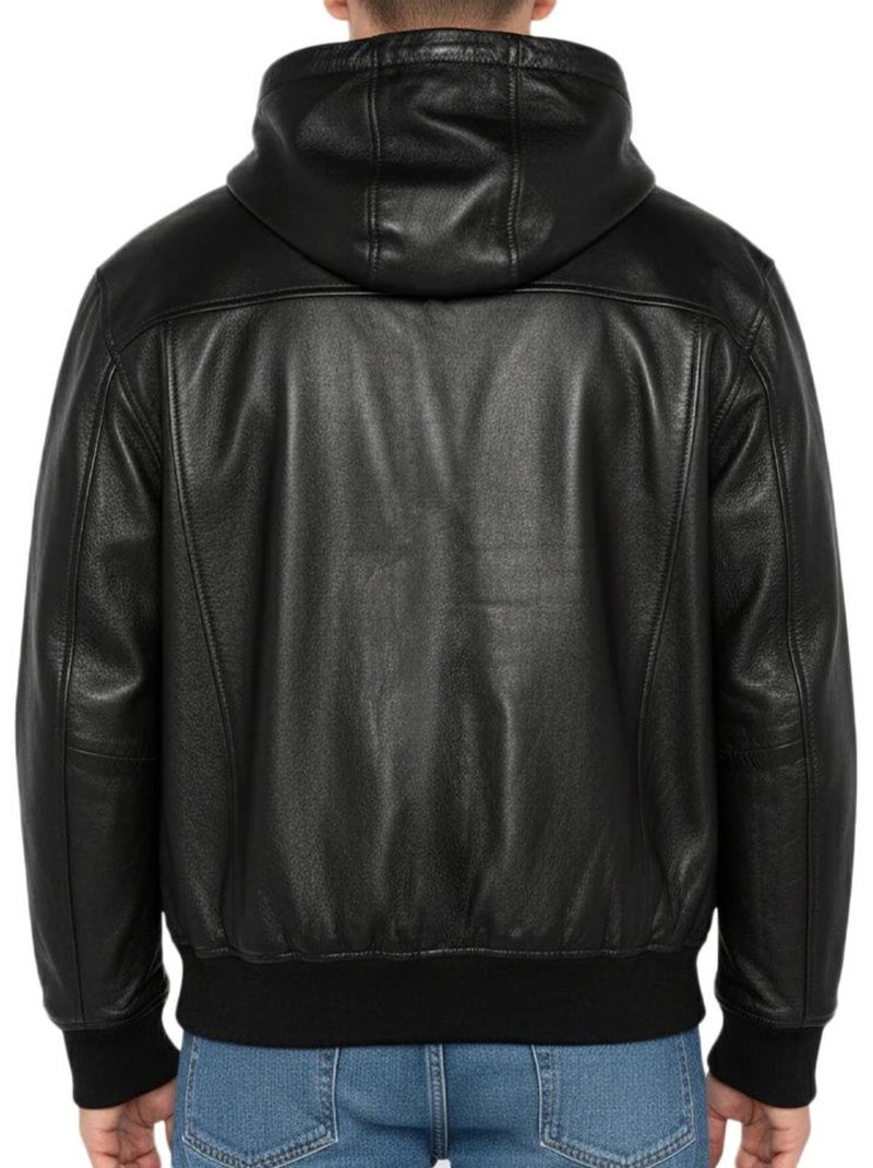 Cazadora de Cuero Schott para Hombre Negro - Kiabi