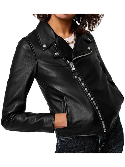 Cazadora de Cuero Schott para Mujer - Kiabi