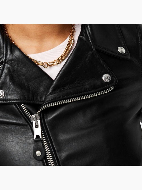 Cazadora de Cuero Schott para Mujer - Kiabi