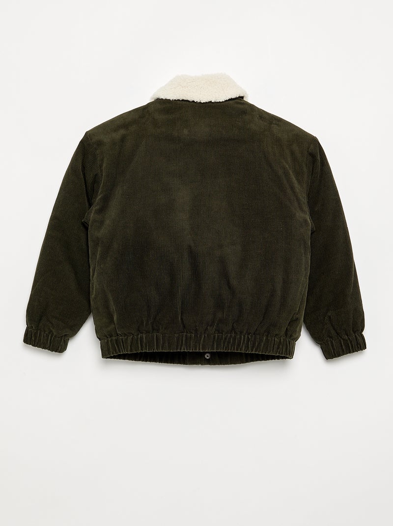 Cazadora de pana con cuello de borrego Verde - Kiabi