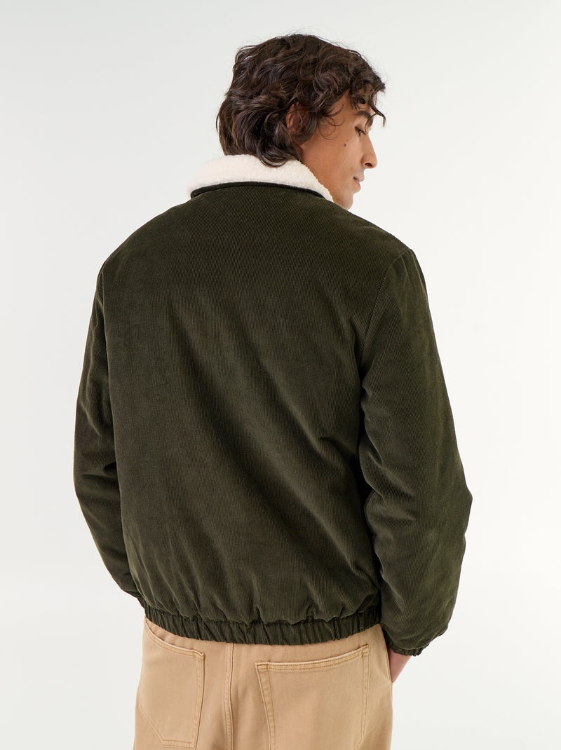 Cazadora de pana con cuello efecto borrego Verde - Kiabi
