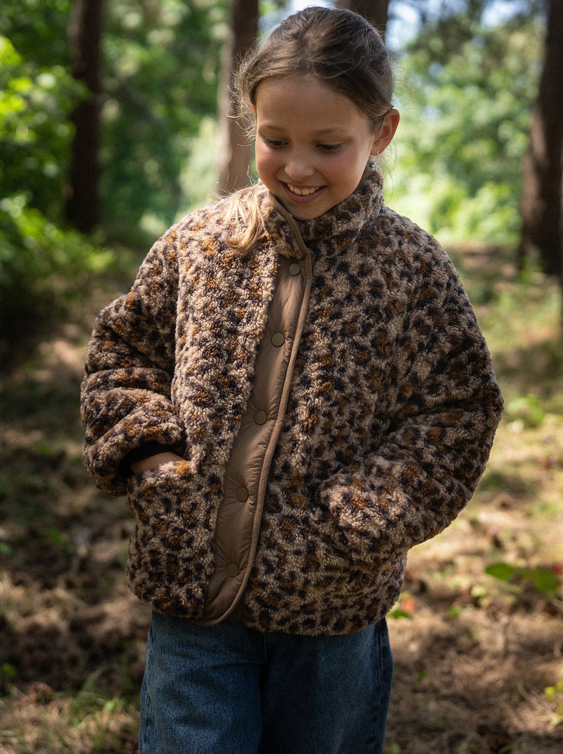 Cazadora de pelo sintético 'leopardo' Marron - Kiabi