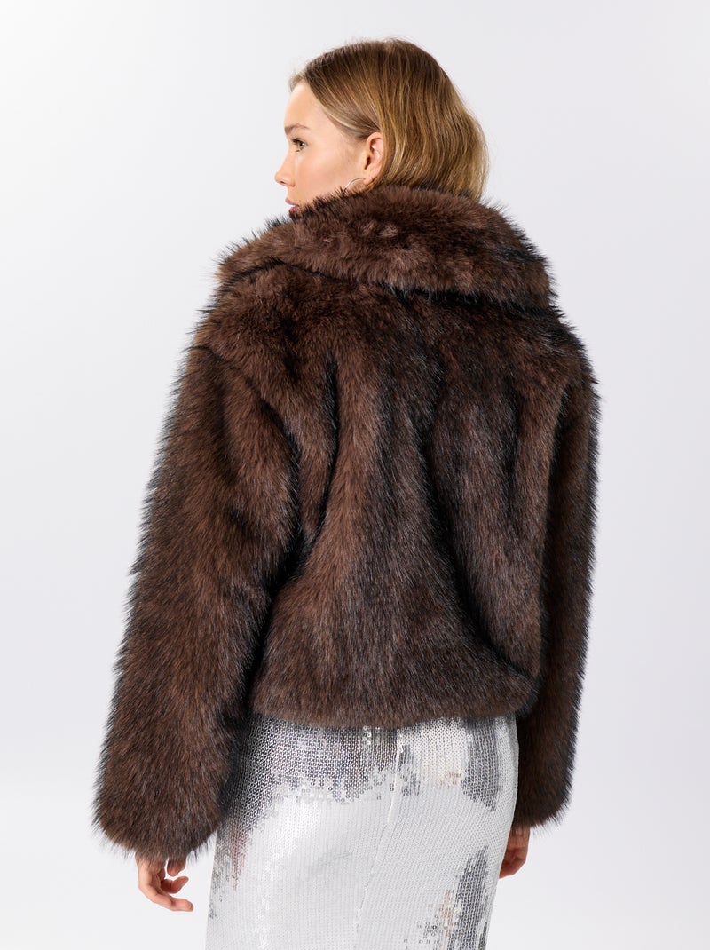 Cazadora de pelo sintético Marron - Kiabi