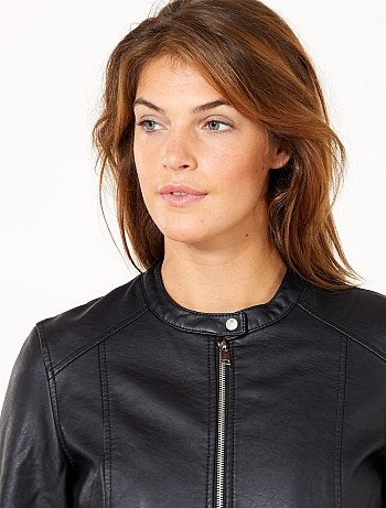 Cazadora de piel sintética con cremallera - Kiabi