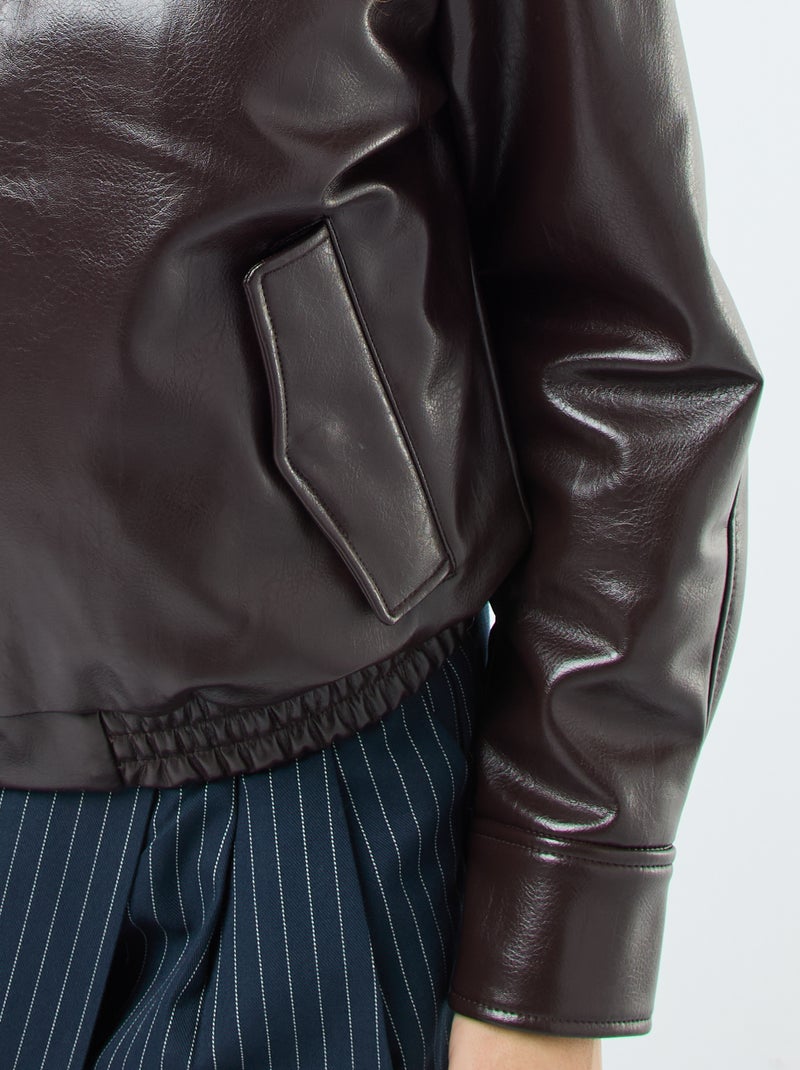 Cazadora de polipiel con cremallera Marron - Kiabi