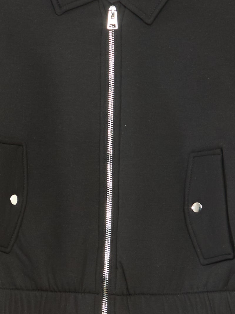 Cazadora de punto milano con bajo elástico negro - Kiabi