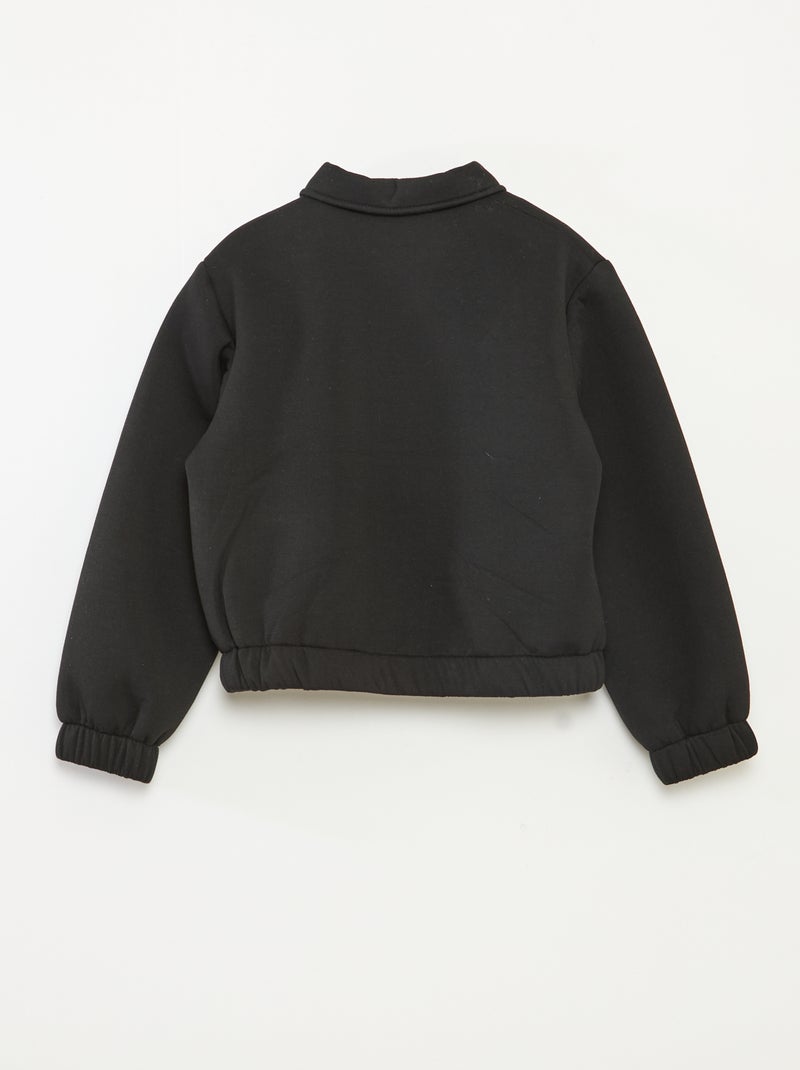 Cazadora de punto milano con bajo elástico negro - Kiabi