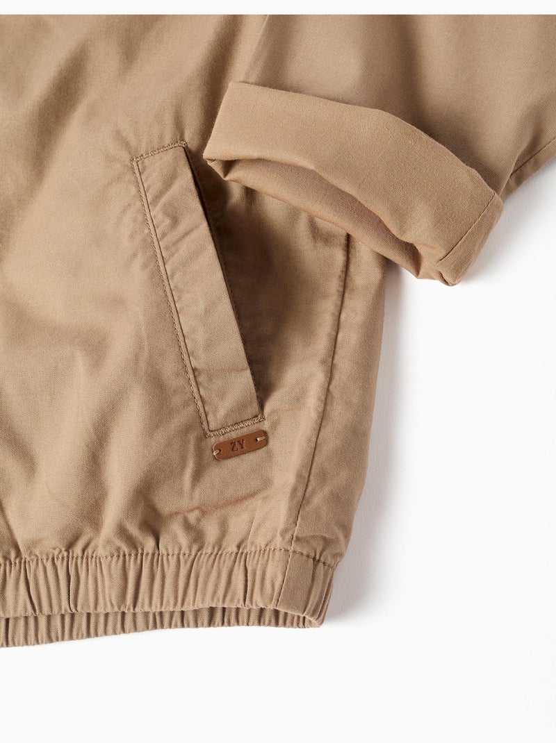 Cazadora de sarga de algodón con bolsillos Beige oscuro - Kiabi