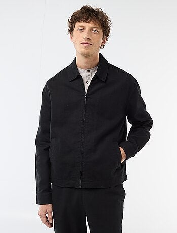 Cazadora de twill con cremallera lisa