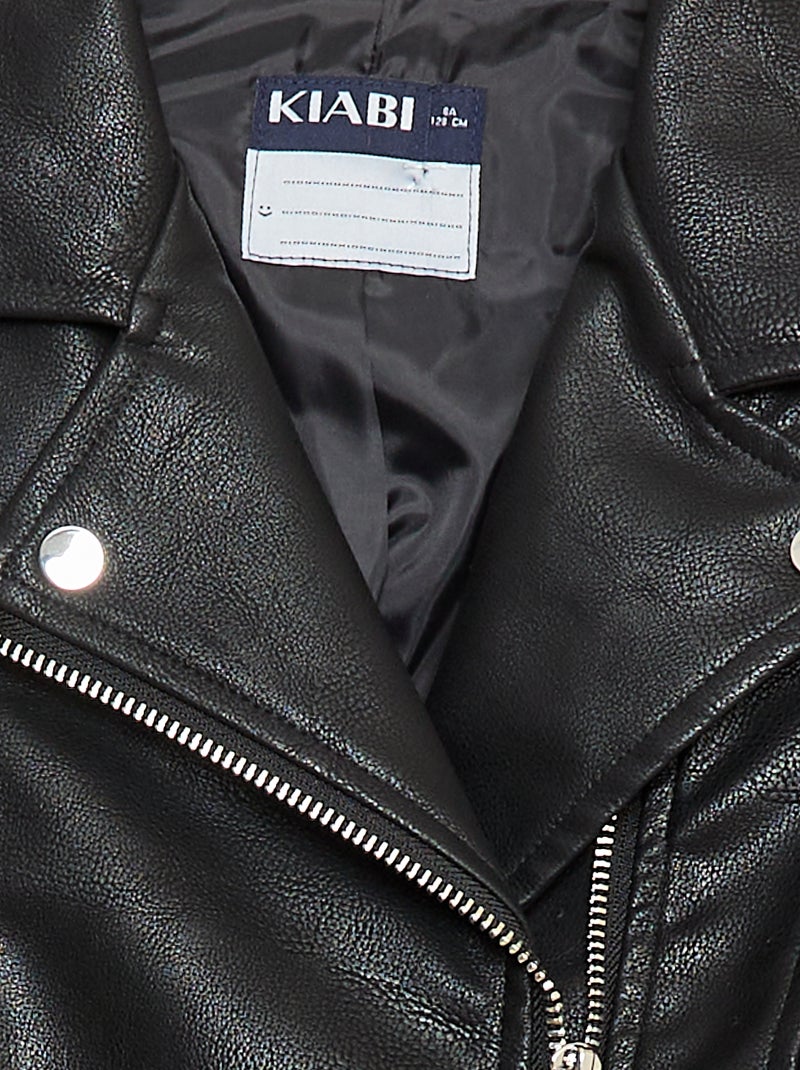 Cazadora efecto piel texturizada Negro - Kiabi