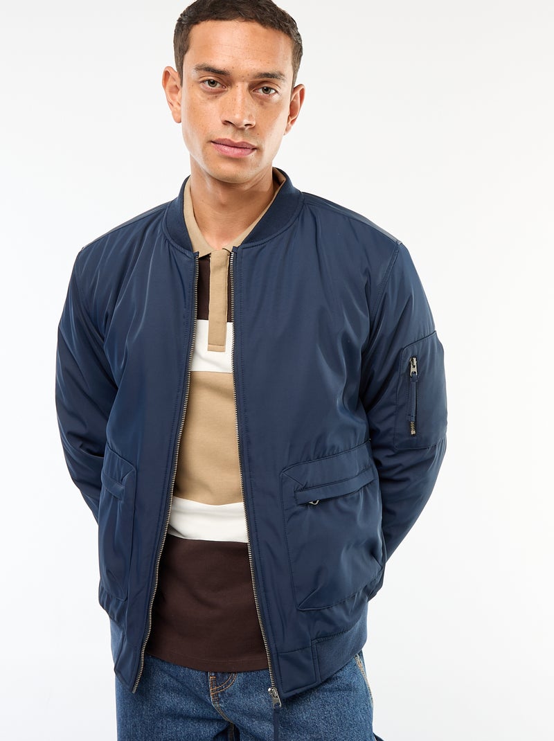 Cazadora estilo aviador con bolsillos de fuelle de doble entrada azul - Kiabi