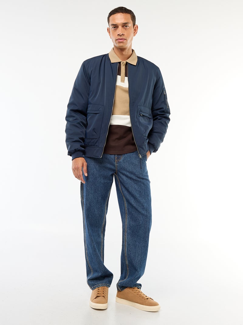 Cazadora estilo aviador con bolsillos de fuelle de doble entrada azul - Kiabi