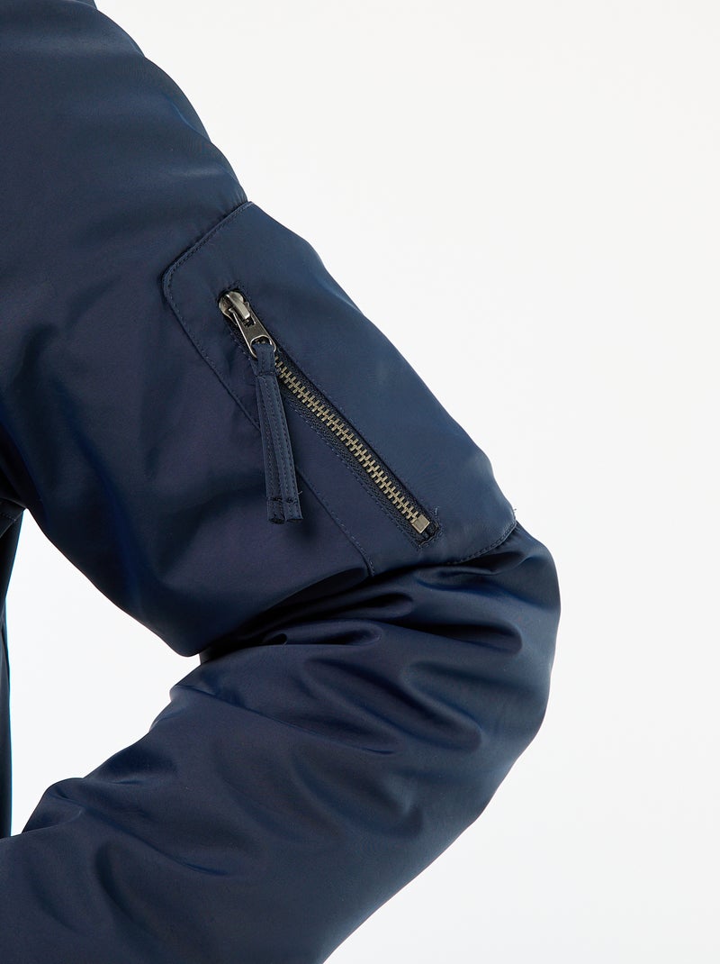 Cazadora estilo aviador con bolsillos de fuelle de doble entrada azul - Kiabi