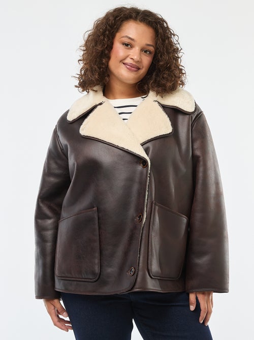 Cazadora estilo aviador con forro de pelo sintético - Kiabi