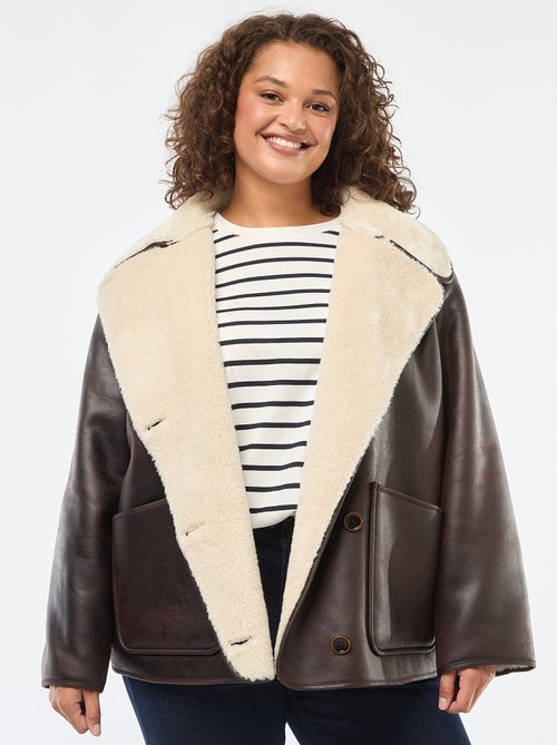 Cazadora estilo aviador con forro de pelo sintético - Kiabi