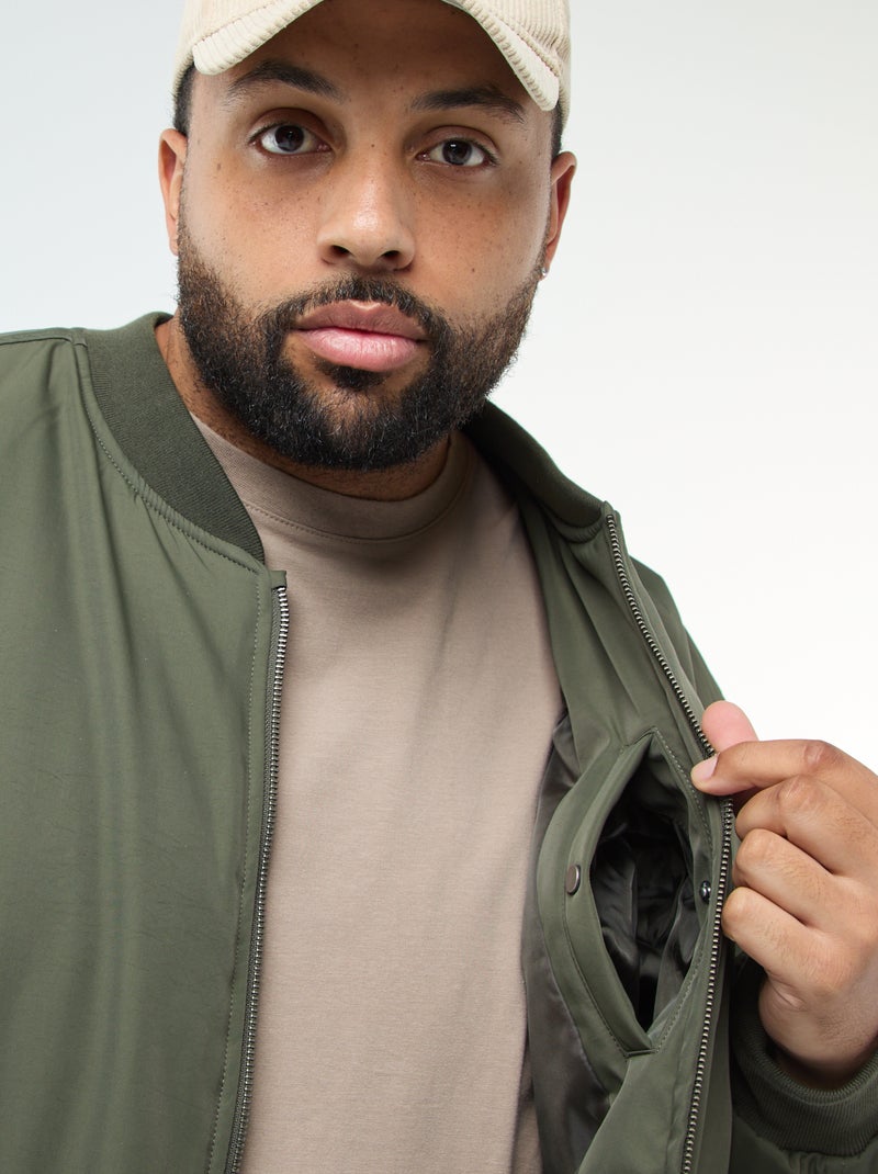 Cazadora estilo aviador efecto satinado Verde - Kiabi