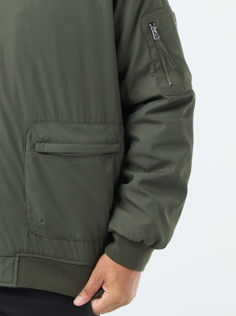 Cazadora estilo aviador efecto satinado Verde - Kiabi