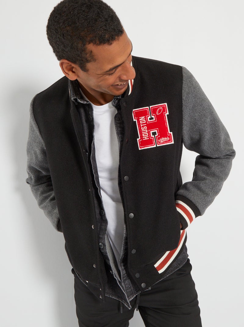 Cazadora estilo baseball NEGRO - Kiabi