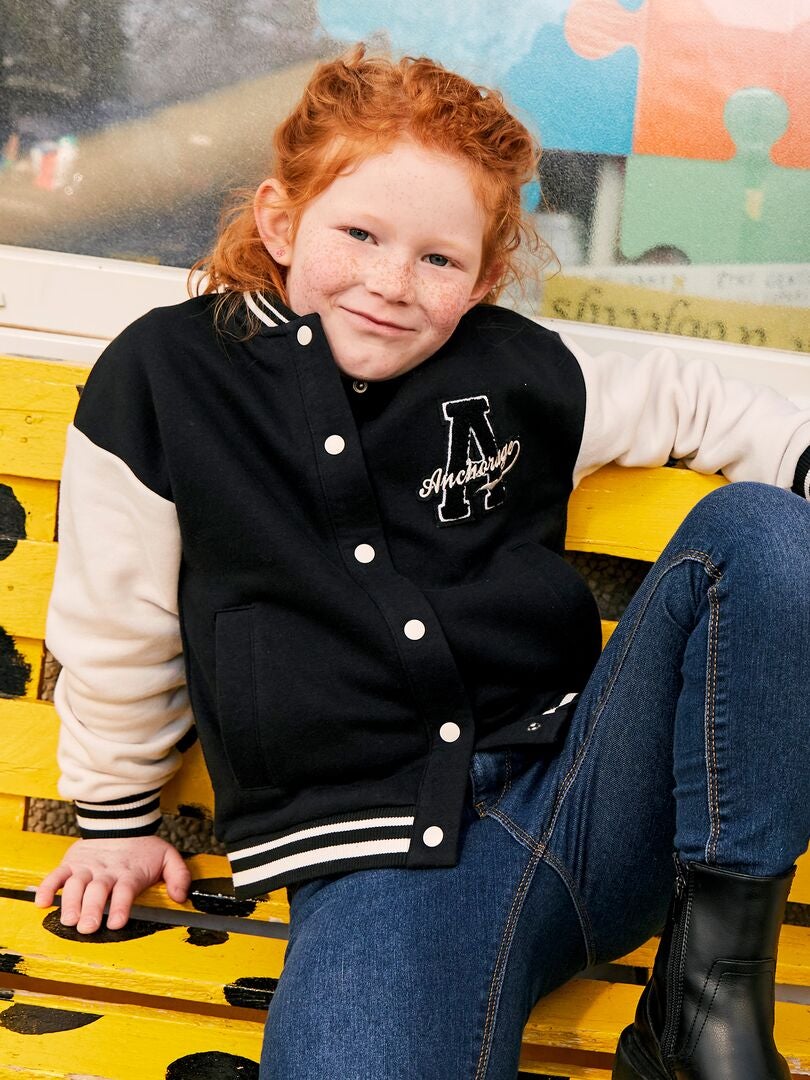 Cazadora estilo campus Negro - Kiabi