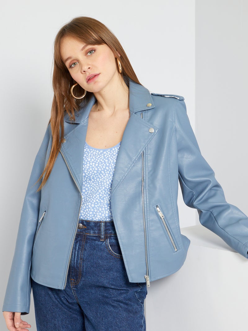 Cazadora estilo motero AZUL - Kiabi