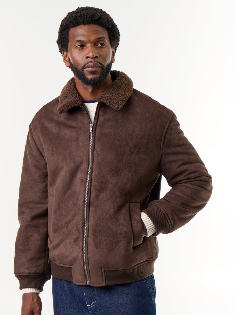 Cazadora estilo piel de borrego Marron - Kiabi