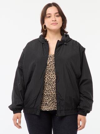 Cazadora impermeable estilo cortavientos con capucha