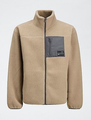 Cazadora 'JJrebel' con efecto borreguito y bolsillo contrastante