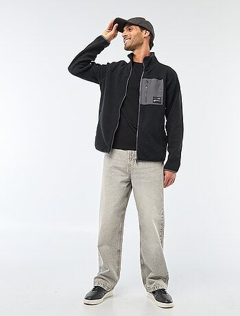 Cazadora 'JJrebel' con efecto borreguito y bolsillo contrastante