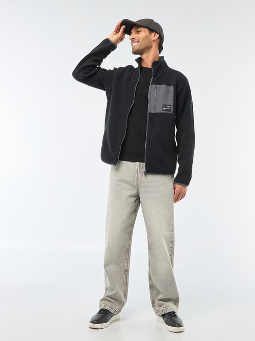 Cazadora "JJrebel" de borreguito con bolsillo contrastante - Kiabi