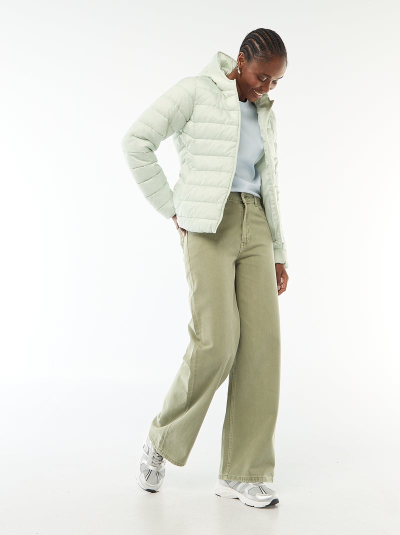 Cazadora ligera acolchada con capucha lisa Azul - Kiabi