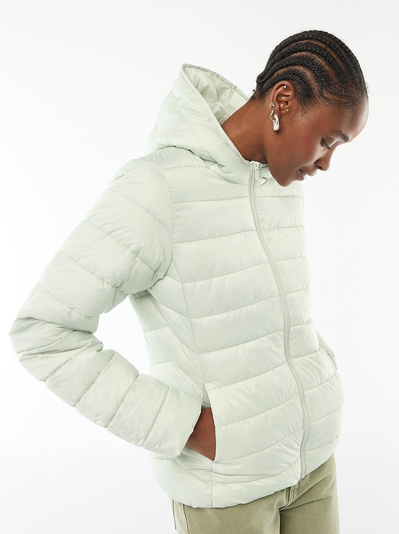 Cazadora ligera acolchada con capucha lisa Azul - Kiabi