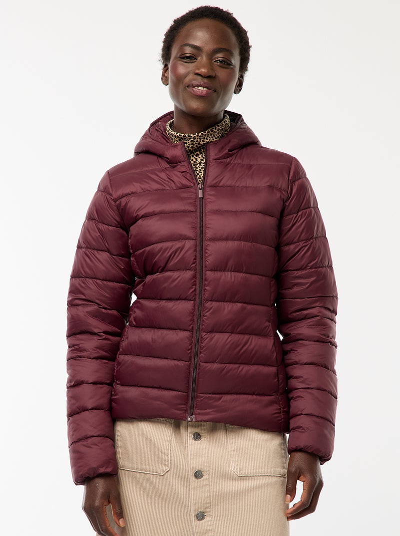 Cazadora ligera acolchada con capucha lisa Rojo - Kiabi