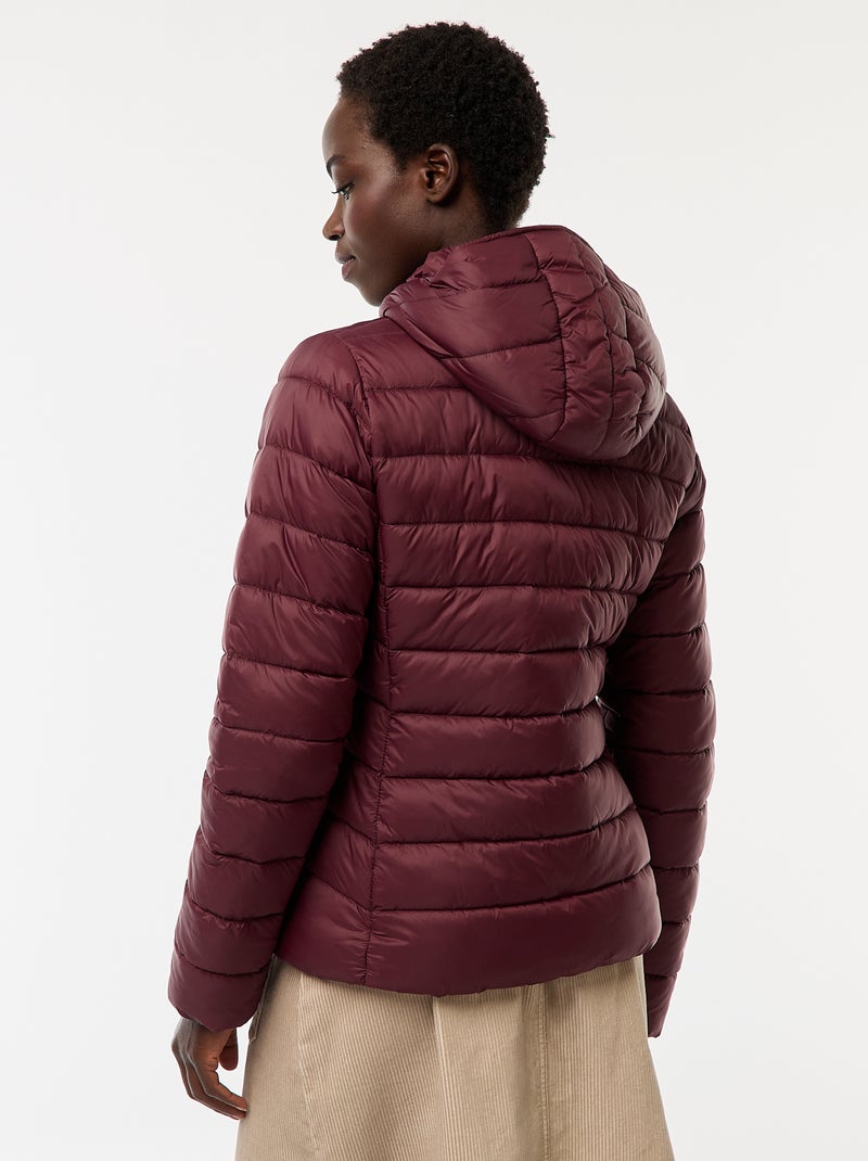 Cazadora ligera acolchada con capucha lisa Rojo - Kiabi