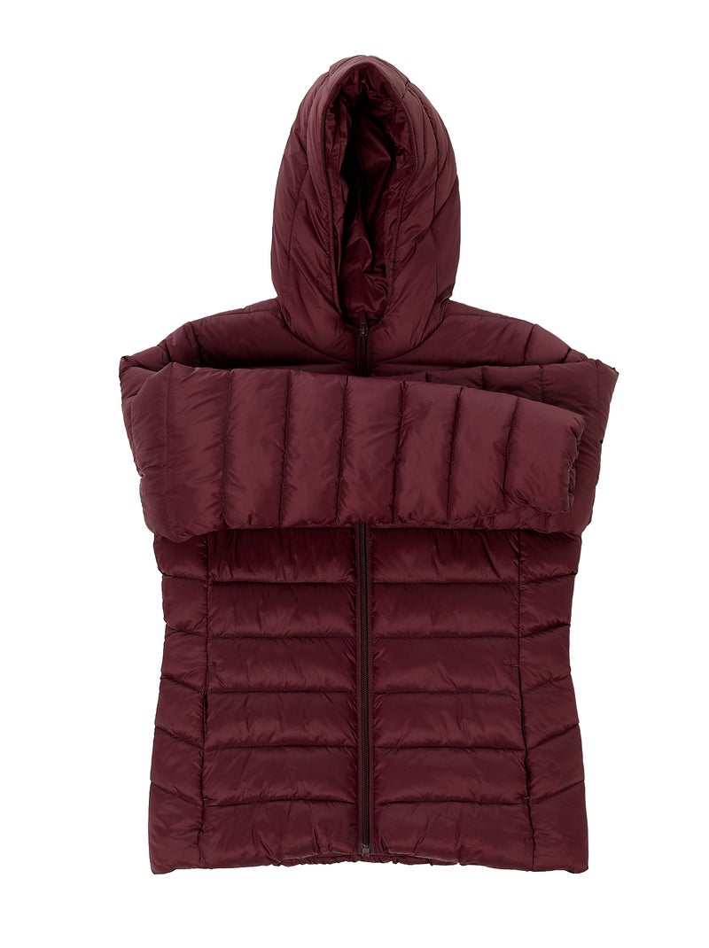 Cazadora ligera acolchada con capucha lisa Rojo - Kiabi