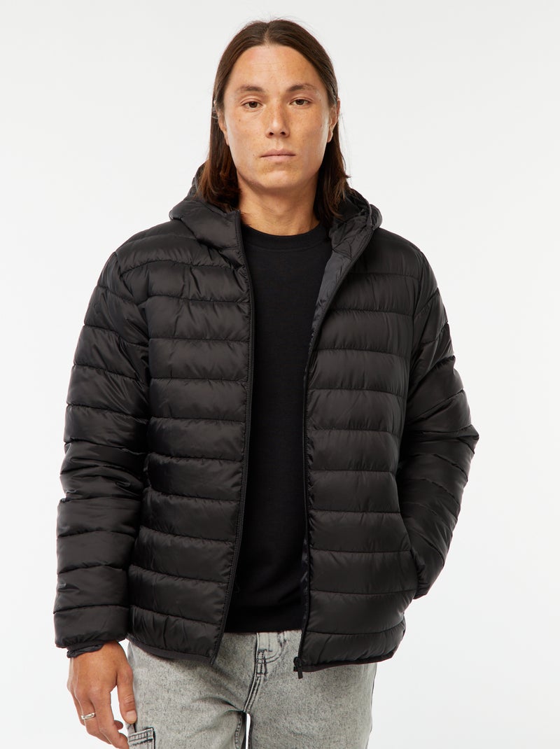 Cazadora ligera con capucha negro - Kiabi