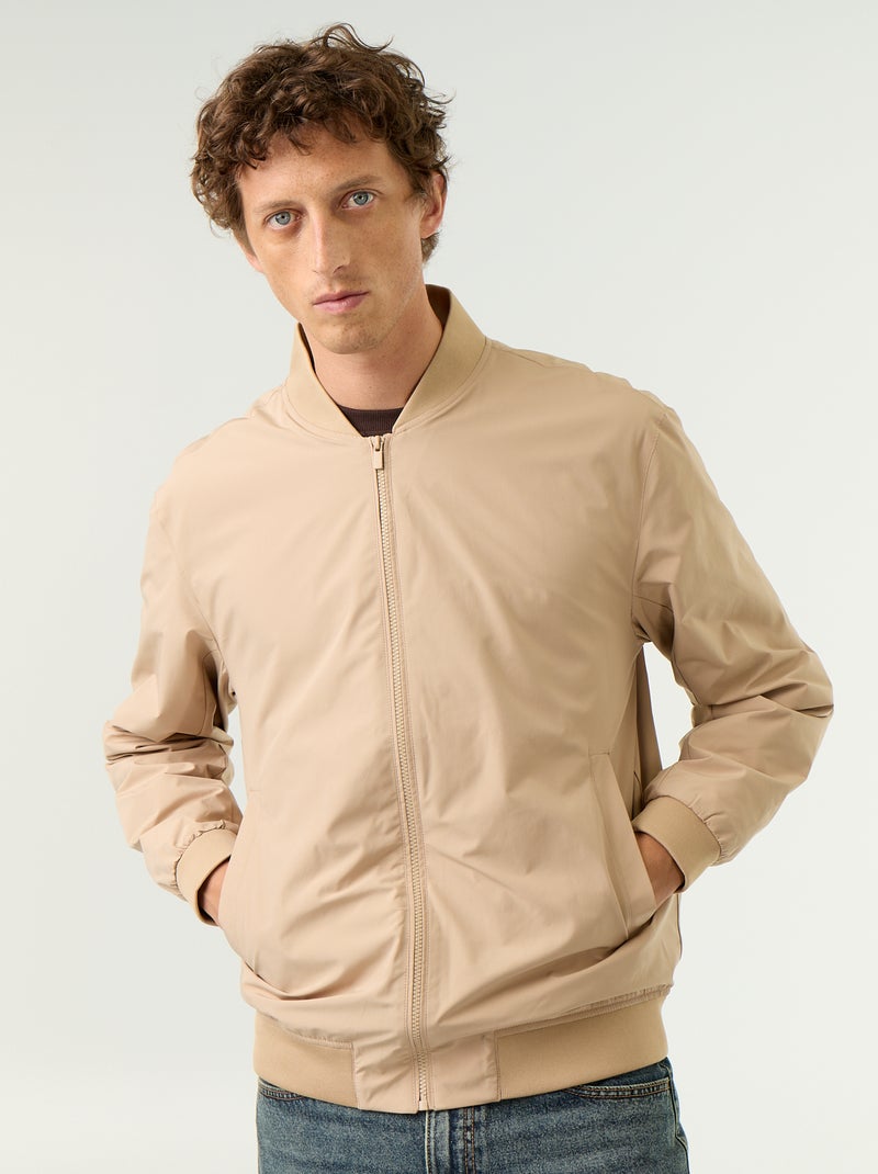 Cazadora ligera lisa con cremallera Beige - Kiabi