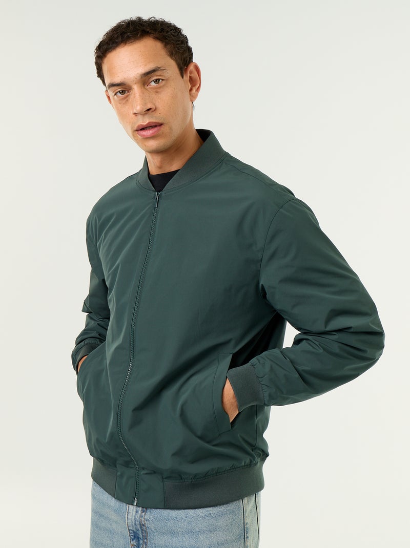 Cazadora ligera lisa con cremallera Verde - Kiabi