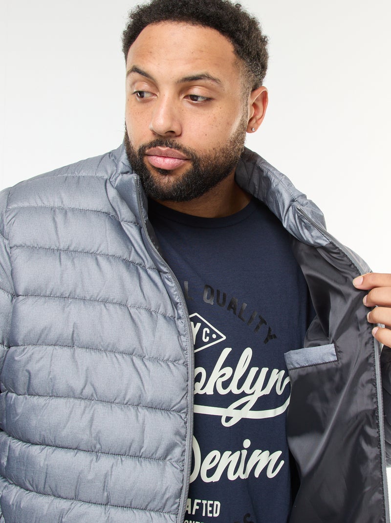 Cazadora ligera lisa de manga larga y cuello alto Gris - Kiabi