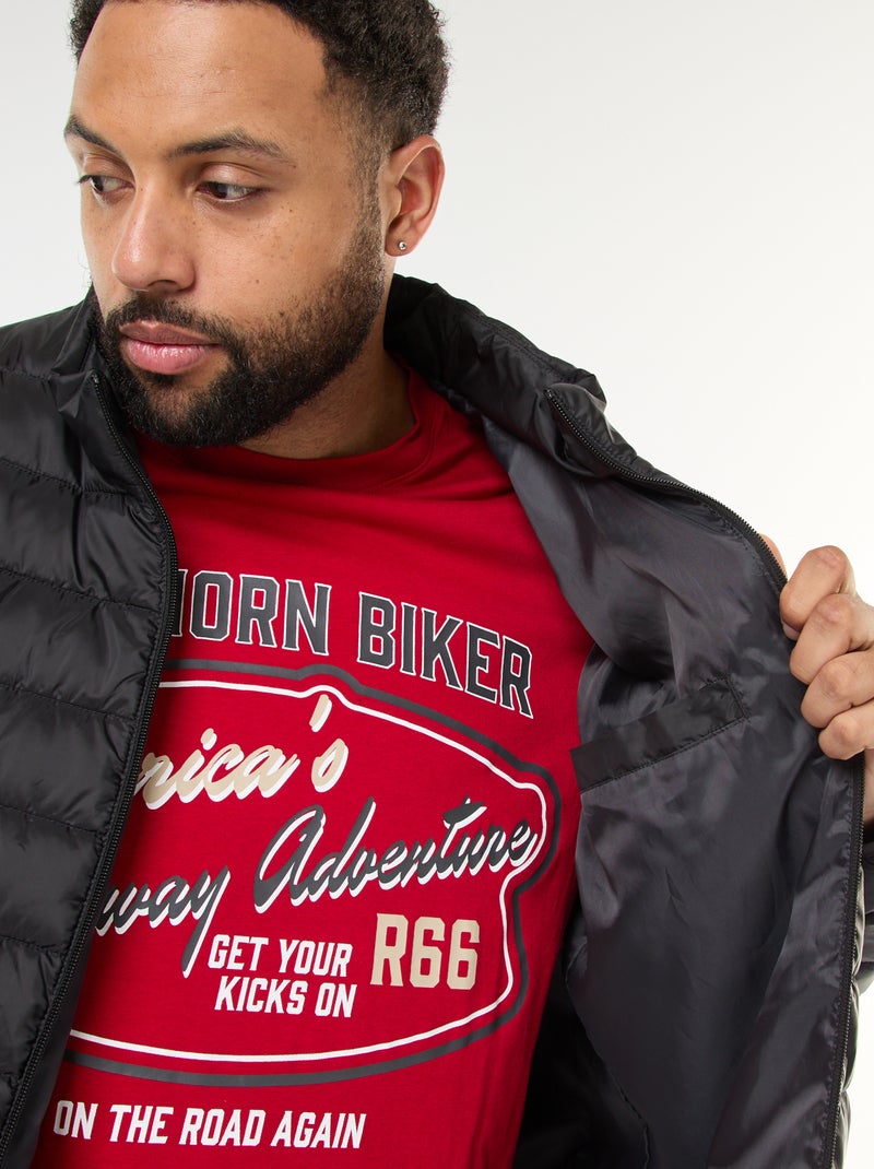 Cazadora ligera lisa de manga larga y cuello alto Negro - Kiabi