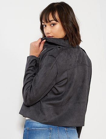 Cazadora motera de antelina - Kiabi