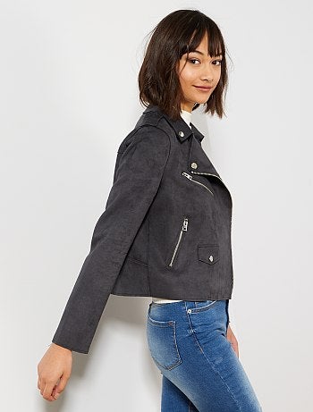 Cazadora motera de antelina - Kiabi