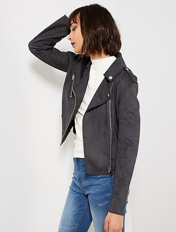 Cazadora motera de antelina - Kiabi