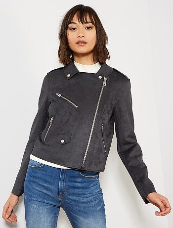 Cazadora motera de antelina - Kiabi