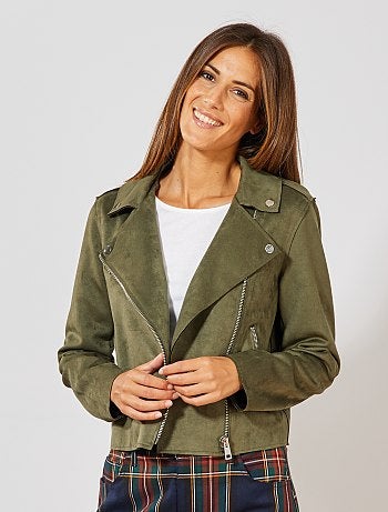 Cazadora motera de antelina - Kiabi