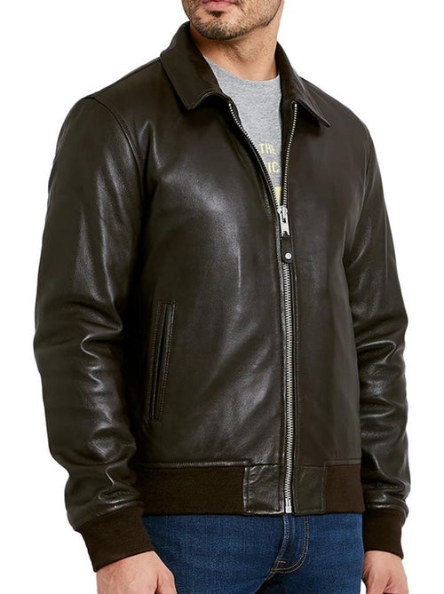 Cazadora Piloto de Cuero Schott para Hombre - Kiabi