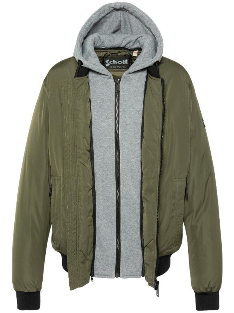 Cazadora Schott con Capucha Desmontable Verde caqui claro - Kiabi