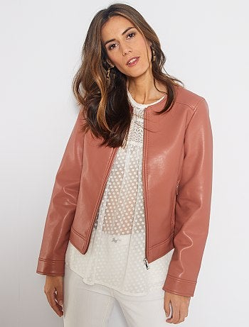 Cazadora sintética con cremallera - Kiabi