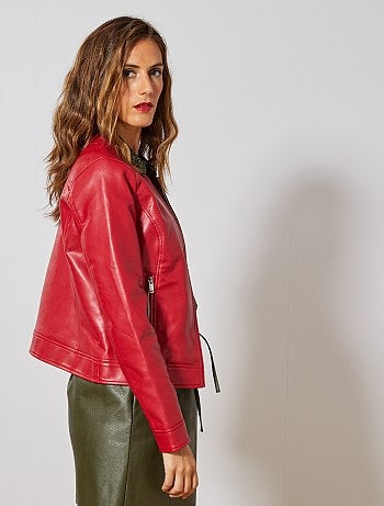 Cazadora sintética con cremallera - Kiabi