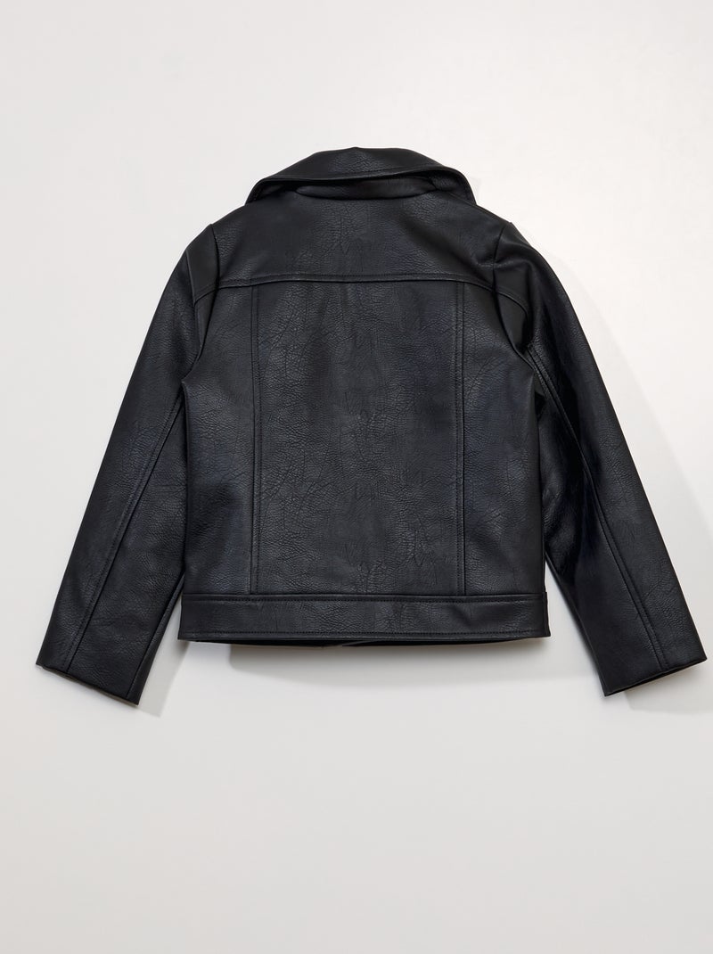 Cazadora sintética estilo biker negro - Kiabi