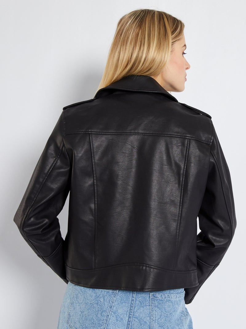 Cazadora sintética lisa negro - Kiabi